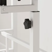 HOMCOM Bureau Assis-Debout, Bureau Réglable en Hauteur 70 x 60 cm, à Roulettes avec Plateau Inclinable, 70x60x70,5-120cm, Blanc(m-12)