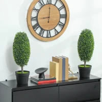 HOMCOM Set van 2 kunstplanten, UV-bestendige kunstbomen in pot, kunststof, cement, groen(m-8)