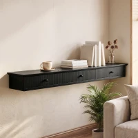 HOMCOM Shelf Wall-Mounted Storage Shelf Shelving Unit MDF 93 x 15 x 10 cm Entryway Kitchen Living Room, Black(m-8)