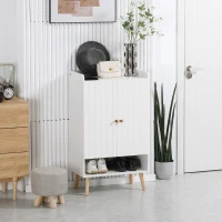 HOMCOM Mueble Zapatero con 2 Puertas Armario de Zapatos para 15 Pares de Zapatos para Pasillo Entrada 60x33x100cm Blanco(m-10)