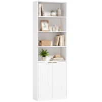 HOMCOM Bookcase Adjustable Shelf Bookshelf Anti-Tip Hardware 6-Tier, White(m-15)