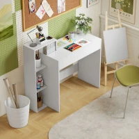 HOMCOM Desk with Storage, Computer Desk with 3 Open Shelves and Drawer, Workstation, Computer Table, White(m-9)