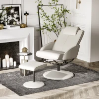 HOMCOM Poltrona Relax Reclinabile con Pouf Poggiapiedi Abbinato e Rivestimento in Finta pelle, 71x78x101cm, Grigia(m-10)