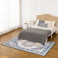 HOMCOM Vintage Area Rugs, Faux Rabbit Fur Large Carpet for Living Room, Bedroom, Dining Room, 160 x 230 cm, Blue(m-20)