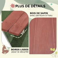 Outsunny Table de pique-nique pour enfants avec bancs en bois massif table enfant pour le jardin 89 x 79 x 50 cm marron et blanc(m-8)