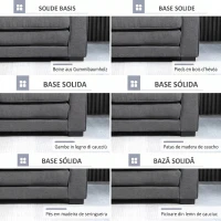 HOMCOM Canapea Extensibilă din Material Textil 2 Locuri cu Tapițerie și Arcuri, 151x75x85 cm, Gri(m-7)