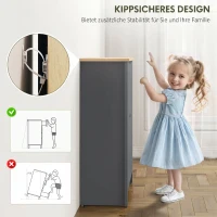 HOMCOM Schuhschrank mit 2 Klappfächern, verstellbar Trennwand für 8-12 Paar Schuhe, 72 x 26 x 80 cm, Dunkelgrau(m-7)