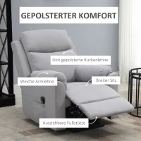 HOMCOM Elektrische sta-stoel Fauteuil met opstahulp voor senioren Grijs(m-4)