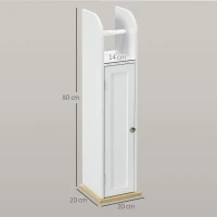 kleankin Meuble de salle de bain support papier toilette avec placard et étagères réglables 20 x 20 x 80 cm blanc(m-3)