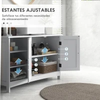 kleankin Mueble Bajo Lavabo de Pie con 2 Puertas y Estantes Ajustables Antivuelco Estilo Moderno 90x30x60 cm Blanco(m-5)