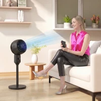 HOMCOM Air Circulator Fan Pedestal Cooling Fan with 3 Speed and Carry Handle, 9 Inch, Black(m-2)