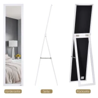 HOMCOM Volledige Lichaamsspiegel, Vrijstaand of Wandmontage, MDF-Frame, 37 x 37 x 154 cm, Wit(m-4)