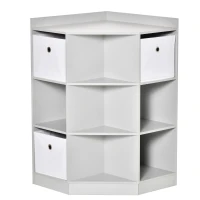 HOMCOM Aufbewahrungsregal für Kinder, 3 Vliesschubladen, MDF, kippsicher, Grau(m-1)