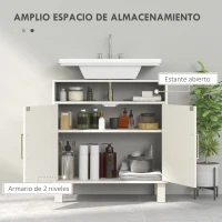 HOMCOM Mueble Bajo Lavabo con Estante Ajustable para Lavabos sin Pedestal 60x30x63 cm Blanco Crema(m-5)