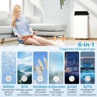 HOMCOM Mobiles Klimagerät 12.000 BTU mit Inverter-Technologie, Klimaanlage mit 60° Schwenkfunktion, 24H-Timer, Fernbedienung(m-5)