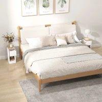 HOMCOM Set of Two Modern Storage Bedside Tables - Cream White(m-2)