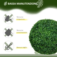 HOMCOM Set di 2 Piante Finte Sfera di Bosso Ø50cm, Decorazione per Interno ed Esterno, Verde(m-6)