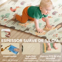 AIYAPLAY Alfombra Bebé Acolchada Plegable Reversible 196x176x1,5 cm Doble Cara Impermeable Multicolor(m-6)