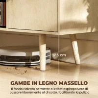 HOMCOM Mobile TV 55" max con 2 Armadietti e 2 Ripiani Aperti, in Legno e Truciolato, 120x34x50 cm, Color Legno(m-6)