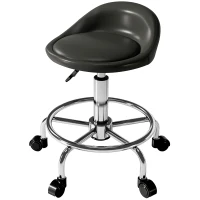 HOMCOM Rollhocker höhenverstellbar mit Rückenlehne Drehhocker 59-75 cm Arbeitshocker 360° drehbar Schwarz(m-11)