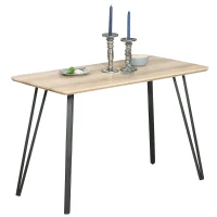 HOMCOM Table à manger design industriel grand plateau dim. 120L x 60l x 75H cm pieds métal noir en épingles MDF aspect chêne clair(m-11)