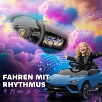 AIYAPLAY Kinder Elektroauto 12V Kinderauto mit 2,4 GHz Fernbedienung, 2 Motor, Hupe, LED, Musik, 101,5 x 49 x 43 cm, Blau(m-8)