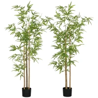 HOMCOM Plante artificielle Bambou arbre artificiel hauteur 180 cm avec pot, décoration interieur, très réaliste(m-12)