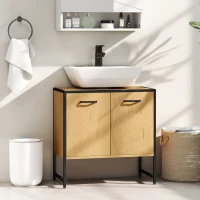 HOMCOM Bathroom Vanity Unit, Under Sink Storage Cabinet with Soft-Close Doors for Basin without or with Pedestal, Natural(m-10)