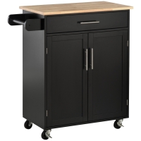 HOMCOM Desserte de cuisine sur roulettes chariot de service Ilot de cuisine avec tiroir de placard et porte-torchons - 83l x 45P x 91,5H cm noir