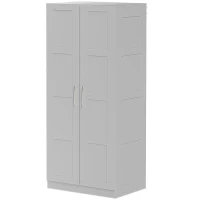 HOMCOM Double Paneled Door Wardrobe, with Shelves - Grey(m-11)