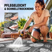 Outsunny Outdoor Wendeteppich, wasserfest, Blattmuster, 182x274cm, Grau/Weiß(m-4)