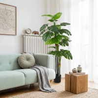 HOMCOM Arbre Artificiel Plante Artificielle Monstera H.1,5 m Tronc Branches Lichen Feuilles de Tortue Grand réalisme Pot Inclus(m-8)