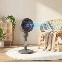 HOMCOM Air Circulator Fan Pedestal Cooling Fan with 3 Speed 3 Mode and Remote Control, 9 Inch, Grey(m-10)