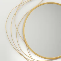 HOMCOM Espejo Decorativo de Pared Adorno de Pared Metálico Ø65 cm con Ganchos para Salón Dormitorio Pasillo Dorado(m-16)