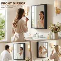 kleankin Bathroom Cabinet with Mirror, Wall Mounted Bathroom Mirror Cabinet with Storage Shelves, 40 x 12 x 60 cm, Black(m-5)