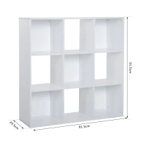 HOMCOM 3-tier 9 Cubes Storage Unit Particle Board Cupboard Bookcase Organiser Home Office Shelves, White(m-3)