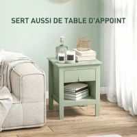 HOMCOM Lot de 2 tables de chevet avec tiroir et compartiment ouvert, 45 x 40 x 55 cm, vert(m-6)