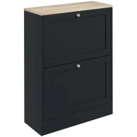 HOMCOM Meuble à Chaussures 12 Paires, Meuble d'Entrée avec 2 Tiroirs Rabattables et Étagères Réglables, 60 x 23,5 x 80cm, Noir(m-11)