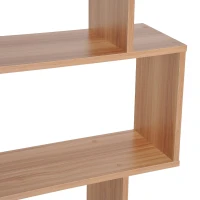 HOMCOM Bookcase, 6 Tier Shelf S Shaped Bookshelf, Storage Unit, Display Shelf for Living Room, Bedroom, Home Office, Plant, Maple(m-8)
