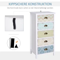 HOMCOM Commode ladekast sideboard, modern design, 5 lades, 46 cm x 34 cm x 97,5 cm, kleurrijk(m-6)