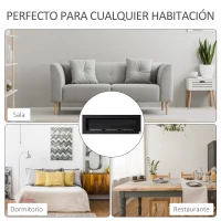 HOMCOM Chimenea de Bioetanol de Pared con Tanque de 1 L Tiempo de Combustión 3H para Interiores 20 m² 120x15x40 cm Negro(m-8)