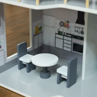 AIYAPLAY Puppenhaus aus Holz mit 13 Möbelstücken und Zubehör, 3-stöckiges Spielhaus für Kinder im Alter von 3-6 Jahren(m-9)