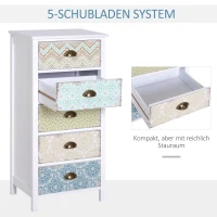HOMCOM Commode ladekast sideboard, modern design, 5 lades, 46 cm x 34 cm x 97,5 cm, kleurrijk(m-5)