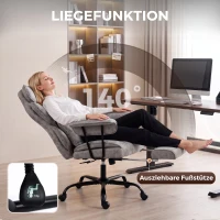 HOMCOM Bürostuhl mit 6-Punkt-Massage und Wärme, Schreibtischstuhl mit Fußstütze, Lendenstütze und breiter Sitzfläche, Grau(m-7)