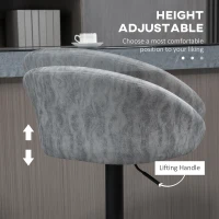 HOMCOM Modern Bar Stools Set of 2, Height Adjustable Swivel Barstools, PU Leather Upholstered Bar Chair with Backrest, Armrests and Footrest for Breakfast Bar, Counter, Kitchen, Light Grey(m-5)