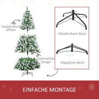 HOMCOM Kunstkerstboom, 800 Takken, 61 Dennenappels, Besneeuwde Punten, Brandvertragend, 180 cm(m-6)