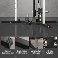 SPORTNOW Kraftstation Fitnessstation mit Latzug, Klimmzugstange Curl-/Ruderstange Griffe, 15-fach verstellbar(m-7)