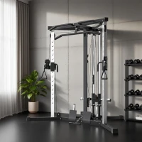 SPORTNOW Kraftstation Fitnessstation mit Latzug, Klimmzugstange Curl-/Ruderstange Griffe, 15-fach verstellbar(m-10)