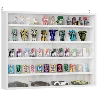 HOMCOM Vitrine murale pour objets de collection 4 étagère réglables en hauteur et 2 portes coulissantes 80 x 9,5 x 60 cm blanc(m-11)