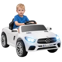 AIYAPLAY Voiture Électrique Enfants 12V Mercedes-Benz SL500, 3-5 km/h, 2 Moteurs, Télécommande 2,4G, pour 3-5 Ans, Blanc(m-14)